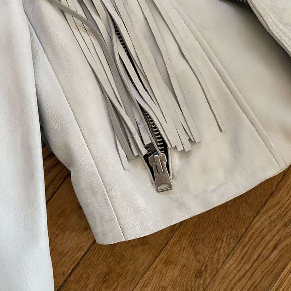 All Saints Elora Leather Fringed Biker Jacket - Picture 5 of 12